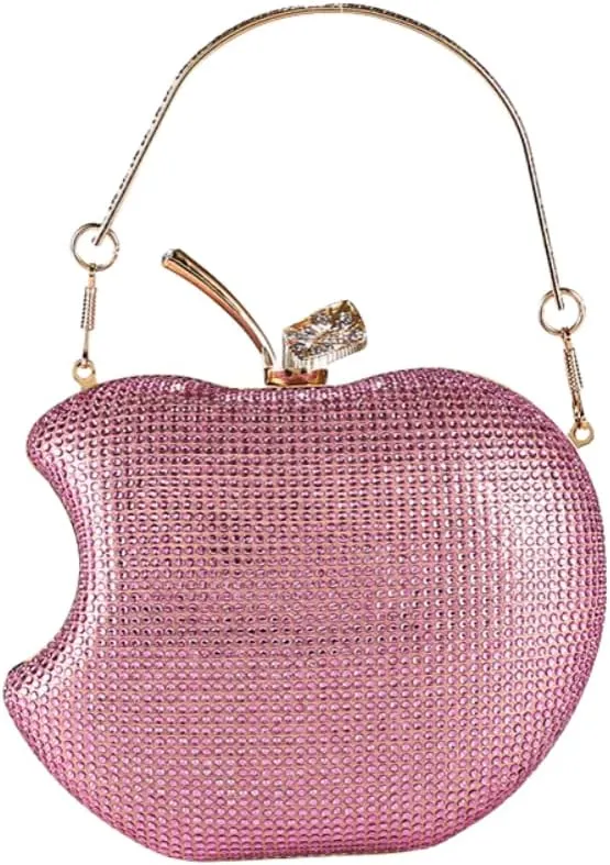 pearl&she Sparkly Apple Rhinestone Handbags Diamond Women Evening Bags Bling Minaudiere Clutch Crystal Purses For Party.
