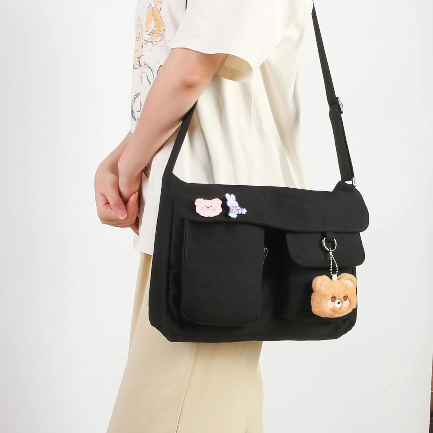 Phaoullzon Kawaii Crossbody Bag Cute Messenger Bags Canvas Shoulder Purse Gifts for Teens