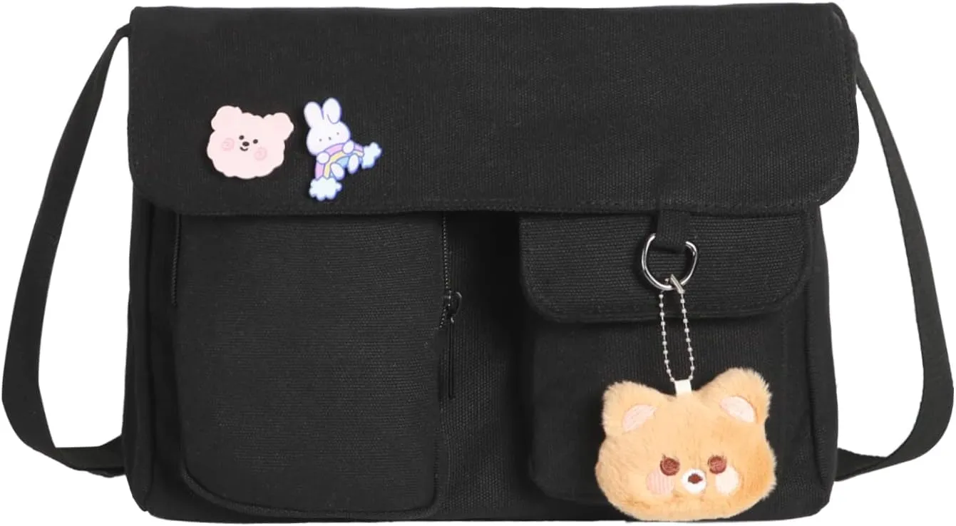 Phaoullzon Kawaii Crossbody Bag Cute Messenger Bags Canvas Shoulder Purse Gifts for Teens