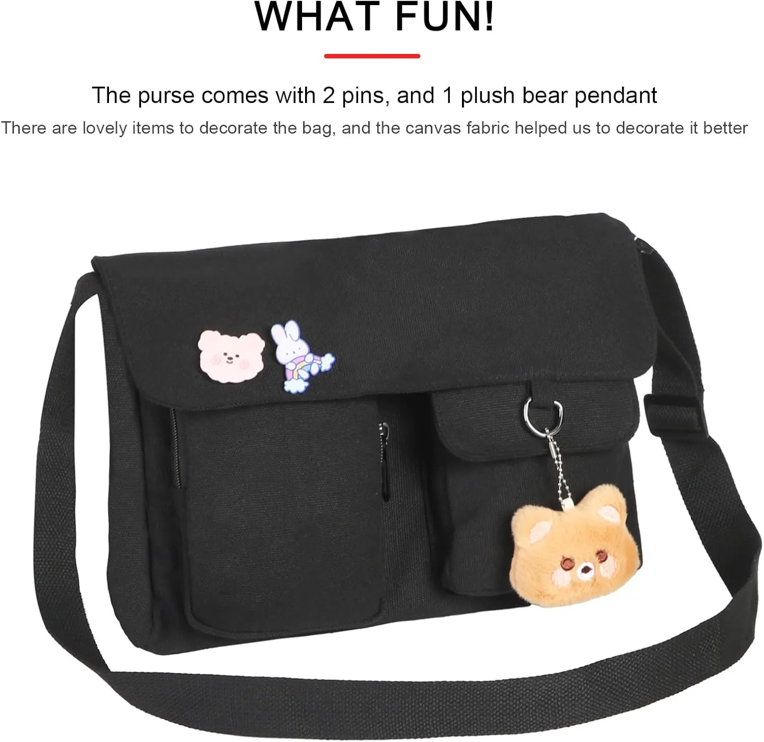 Phaoullzon Kawaii Crossbody Bag Cute Messenger Bags Canvas Shoulder Purse Gifts for Teens