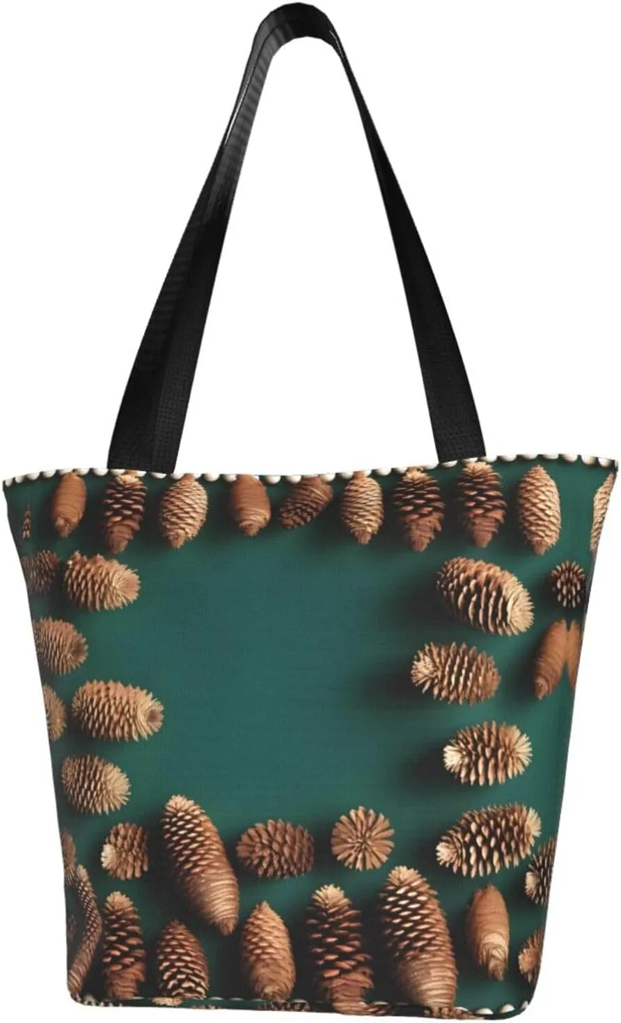 Pine Cone Border Women's Fashion Single Shoulder Handbags, Suitable for Weekend Travel Shopping Single Shoulder Bag Crossbody Shoulder Bag