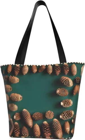 Pine Cone Border Women's Fashion Single Shoulder Handbags, Suitable for Weekend Travel Shopping Single Shoulder Bag Crossbody Shoulder Bag