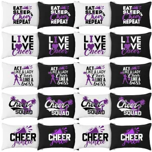 Pinkunn 20 Pcs Cheer Makeup Bags Bulk Cheerleader Gifts for Women Canvas Cheer Cosmetic Pouch Toiletry Zipper Makeup Case Cheerleading Portable Travel Pouch Team Accessories(Purple)