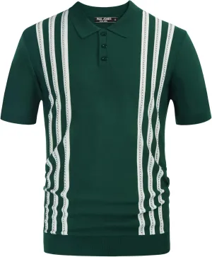 PJ PAUL JONES Mens Knitted Polo Shirts Short Sleeve Textured Pullover Golf Polo T Shirts