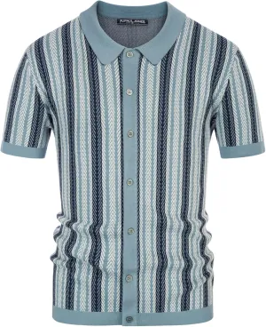 PJ PAUL JONES Men's Polo Shirts Retro Knit Shirt Vintage Striped Shirt