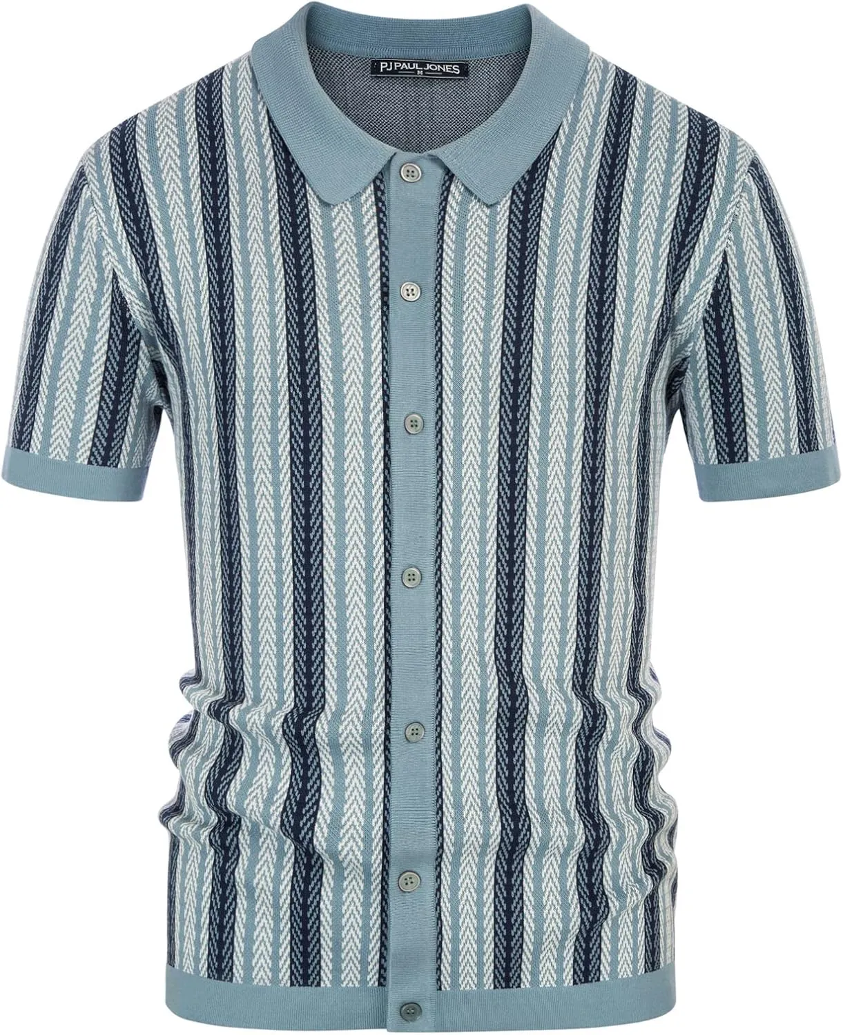 PJ PAUL JONES Men's Polo Shirts Retro Knit Shirt Vintage Striped Shirt