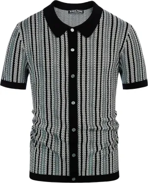 PJ PAUL JONES Men's Polo Shirts Retro Knit Shirt Vintage Striped Shirt