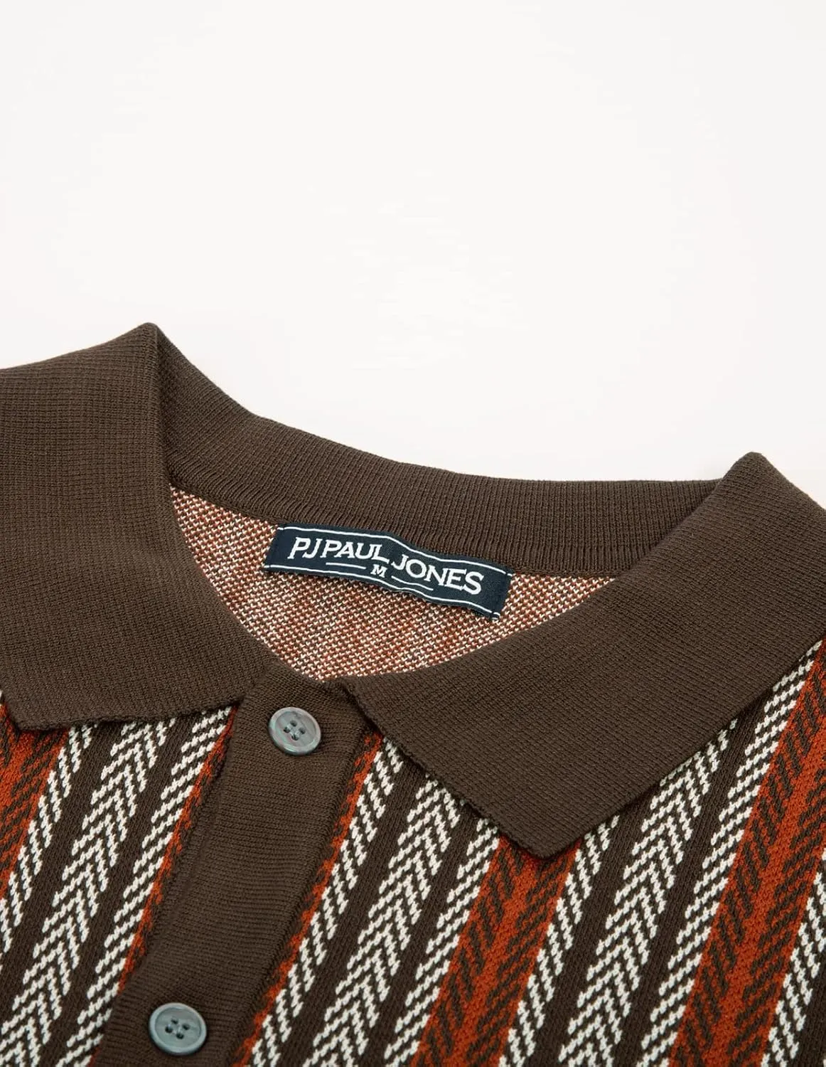PJ PAUL JONES Men's Polo Shirts Retro Knit Shirt Vintage Striped Shirt