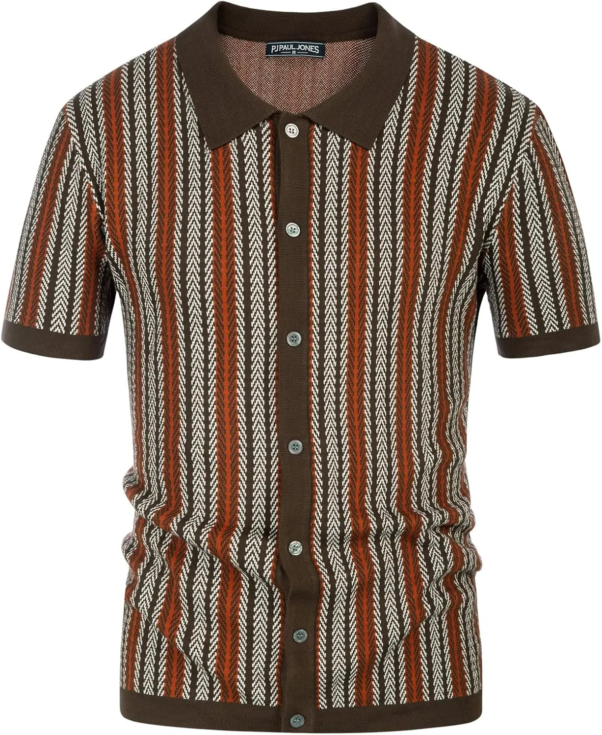 PJ PAUL JONES Men's Polo Shirts Retro Knit Shirt Vintage Striped Shirt