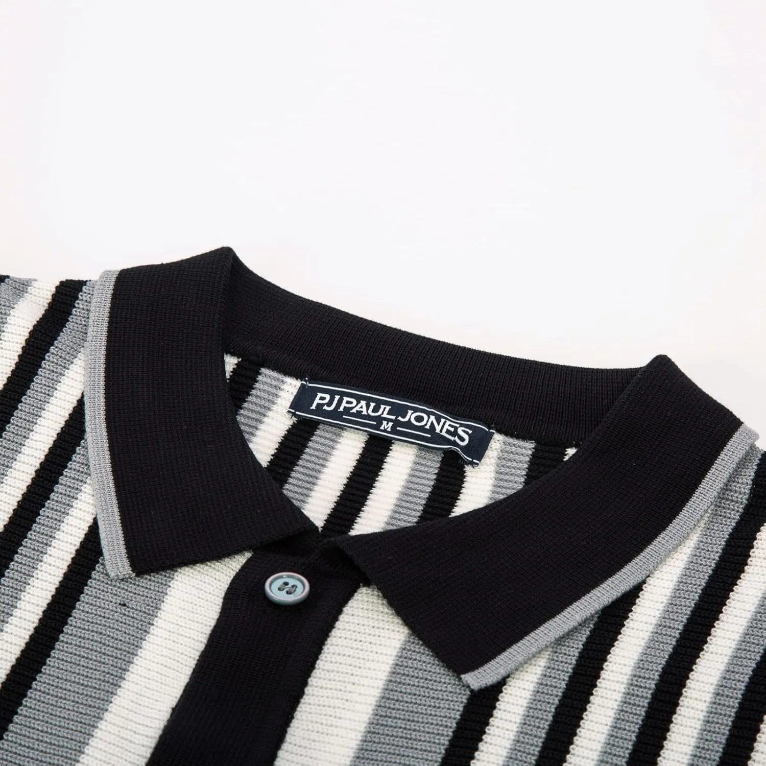 PJ PAUL JONES Men's Polo Shirts Retro Knit Shirt Vintage Striped Shirt
