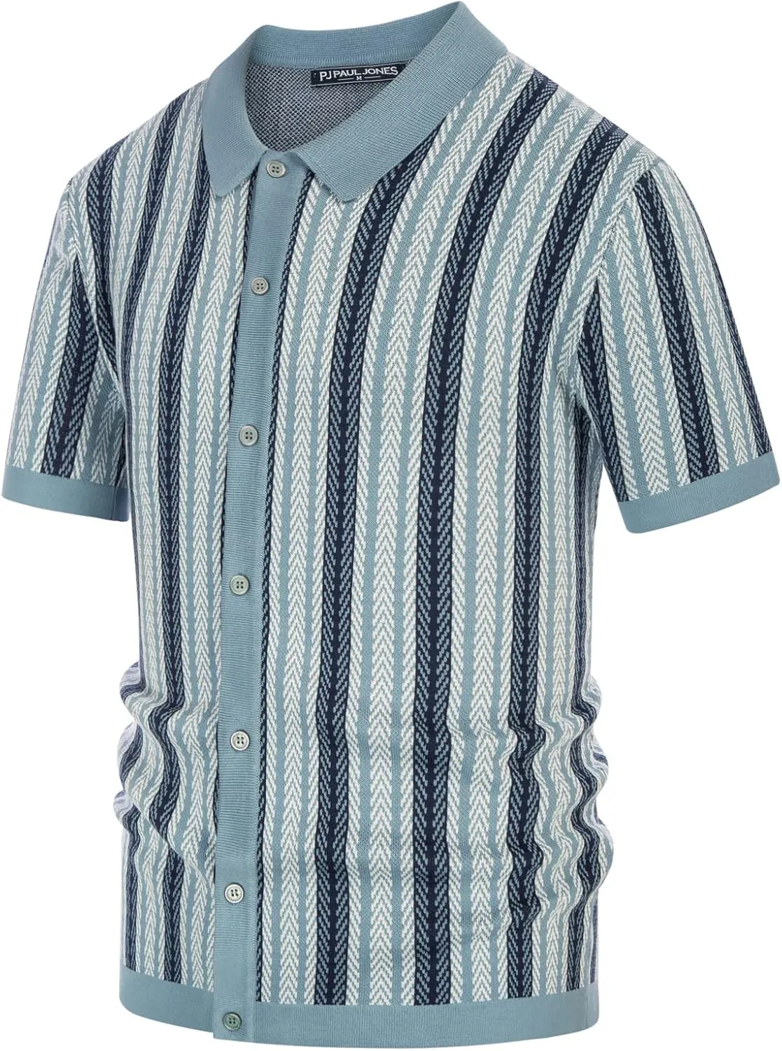 PJ PAUL JONES Men's Polo Shirts Retro Knit Shirt Vintage Striped Shirt