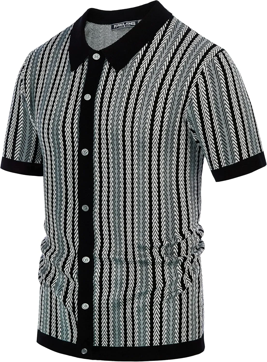 PJ PAUL JONES Men's Polo Shirts Retro Knit Shirt Vintage Striped Shirt