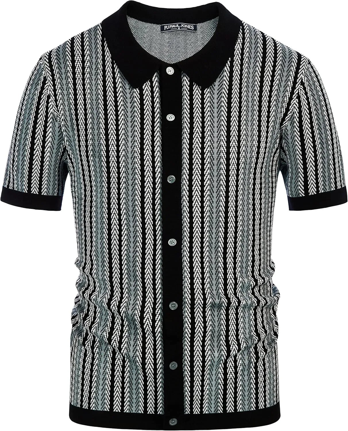 PJ PAUL JONES Men's Polo Shirts Retro Knit Shirt Vintage Striped Shirt