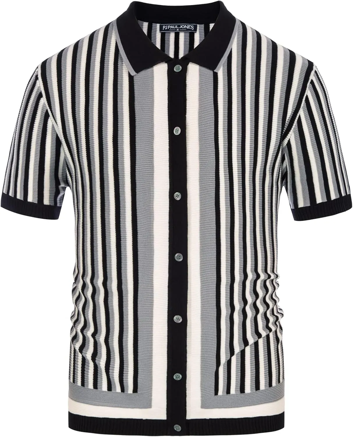 PJ PAUL JONES Men's Polo Shirts Retro Knit Shirt Vintage Striped Shirt