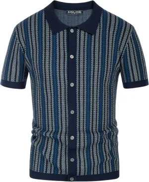 PJ PAUL JONES Men's Polo Shirts Retro Knit Shirt Vintage Striped Shirt