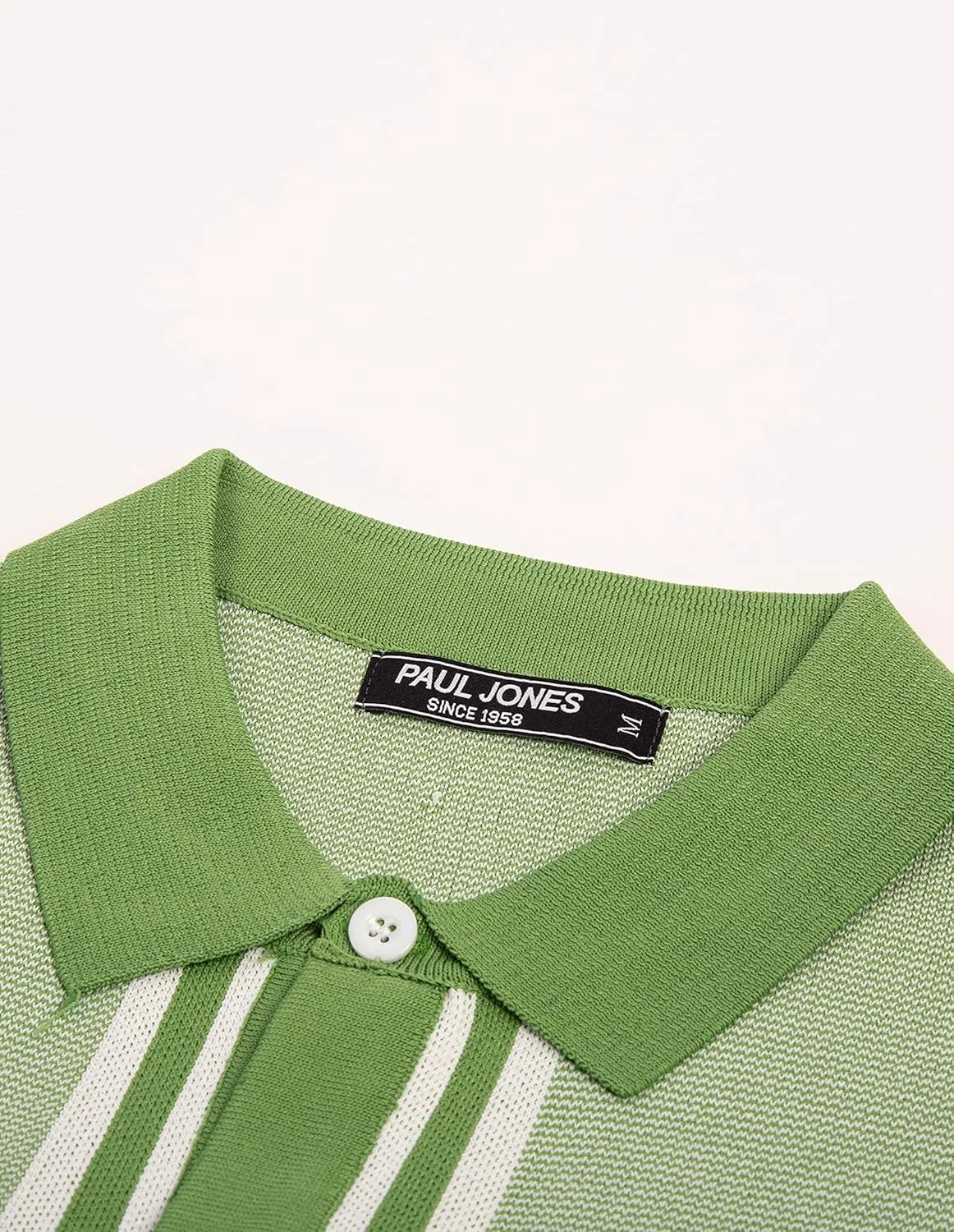 PJ PAUL JONES Men's Vintage Stripe Knit Polo Shirts Short Sleeve Stylish Button Down Cardigan Sweater