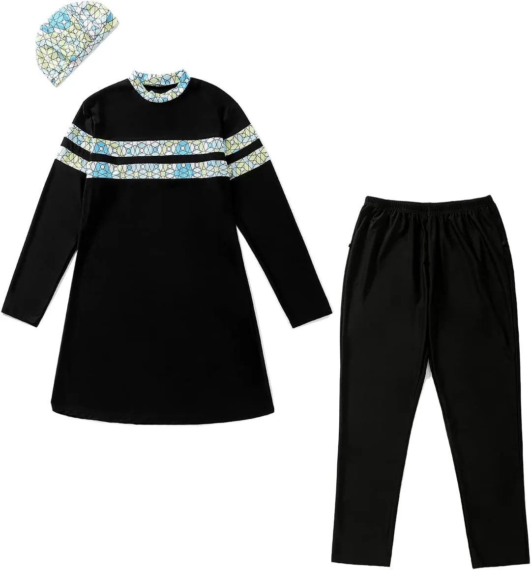 Plus Size Muslim Swimsuits for Women Modest Islamic Swimwear Burkini Full Cover Hijab Top Pants 3PCS Fat Bathing Suits