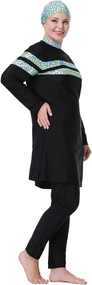 Plus Size Muslim Swimsuits for Women Modest Islamic Swimwear Burkini Full Cover Hijab Top Pants 3PCS Fat Bathing Suits