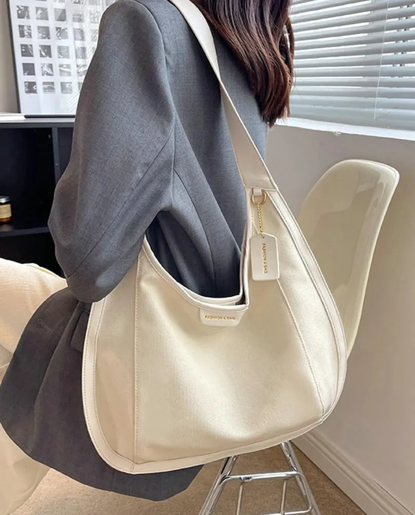 Pocadri Canvas Shoulder Tote Bag for Women Large Purse Casual Solid Top Handle Handbag Message Bag Work Shopping