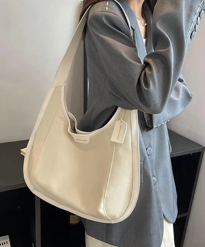 Pocadri Canvas Shoulder Tote Bag for Women Large Purse Casual Solid Top Handle Handbag Message Bag Work Shopping