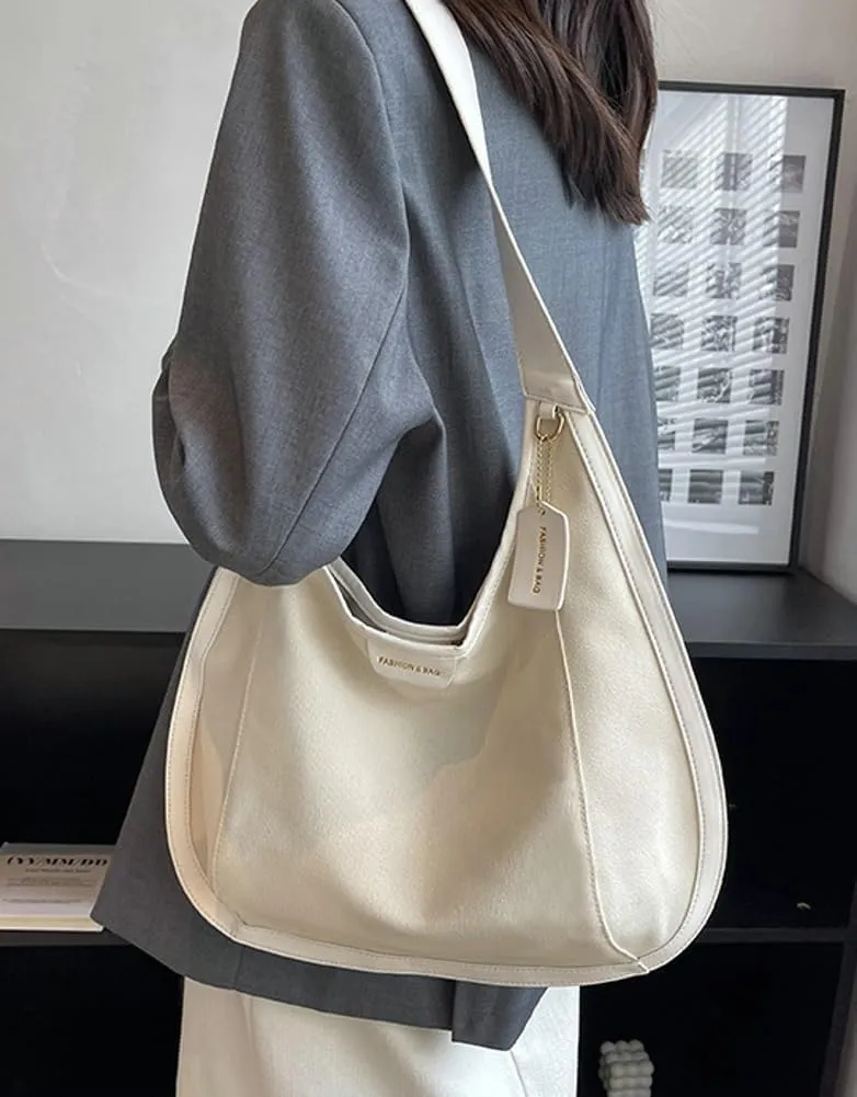 Pocadri Canvas Shoulder Tote Bag for Women Large Purse Casual Solid Top Handle Handbag Message Bag Work Shopping