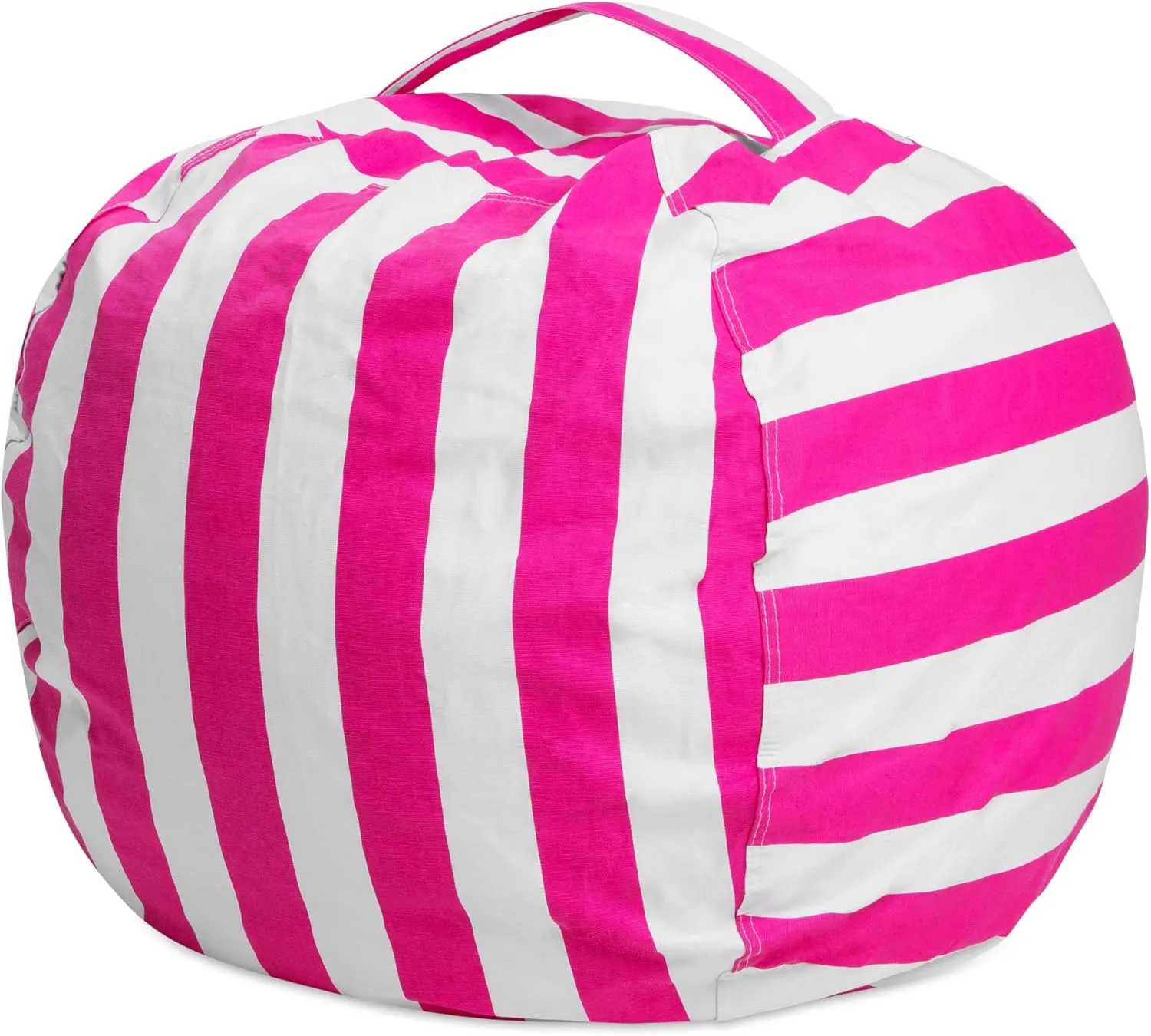 Posh Stuffable Kids Stuffed Animal Storage Bean Bag Chair Cover - Childrens Toy Organizer, Large 38" - Canvas Stripes Pink and White