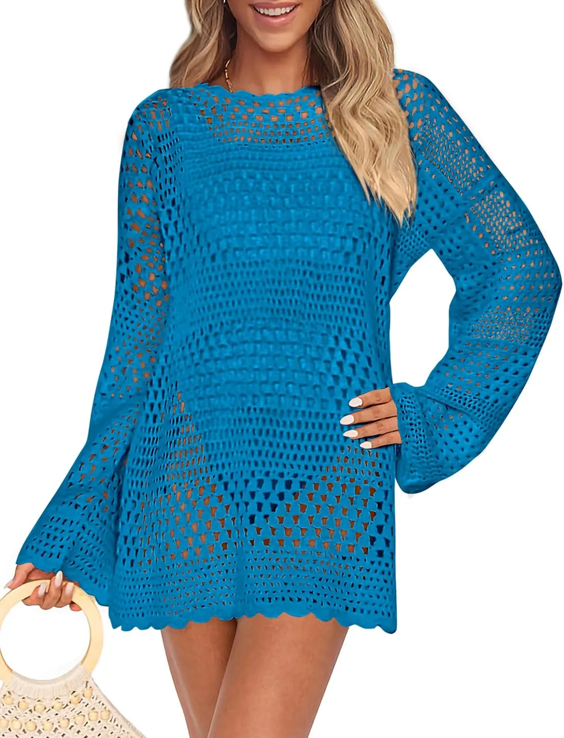 PRETTYGARDEN Women's 2025 Swimsuit Cover Ups Crochet Knit Bathing Suit Swimwear Summer Dresses Fashion Beach Vacation Clothes
