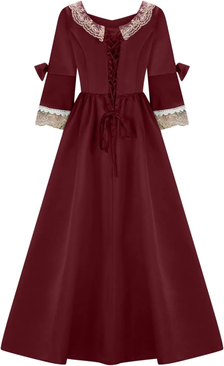 Princess Dress for Women Renaissance 1800s Ball Gowns Lace Patchwork Medieval Costumes Masquerade Theme Dresses