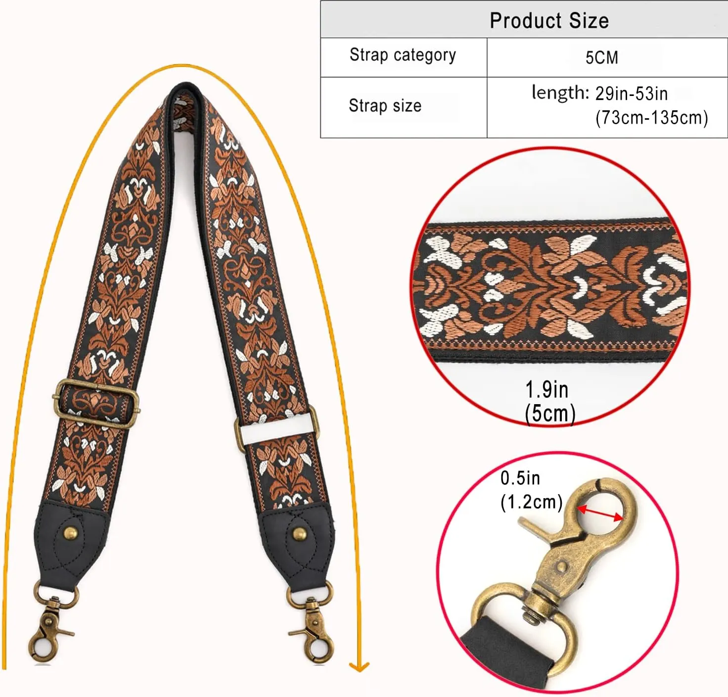 Purse Strap Replacement Crossbody Wide Shoulder Strap for Bags Purse Guitar Straps Bag Handbag Strap Adjustable