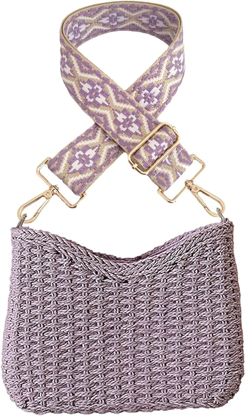 Purse Strap Replacement Wide Adjustable Crossbody Shoulder Strap Guitar Straps for Handbags Flower Purple