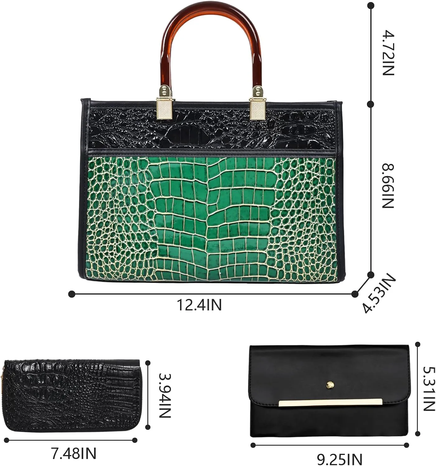 Purses for Women Faux Leather Medium Small Tote Satchel Shoulder Purse Ladies Handbag Wallet set 3pcs
