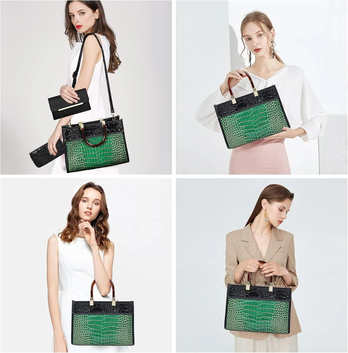 Purses for Women Faux Leather Medium Small Tote Satchel Shoulder Purse Ladies Handbag Wallet set 3pcs