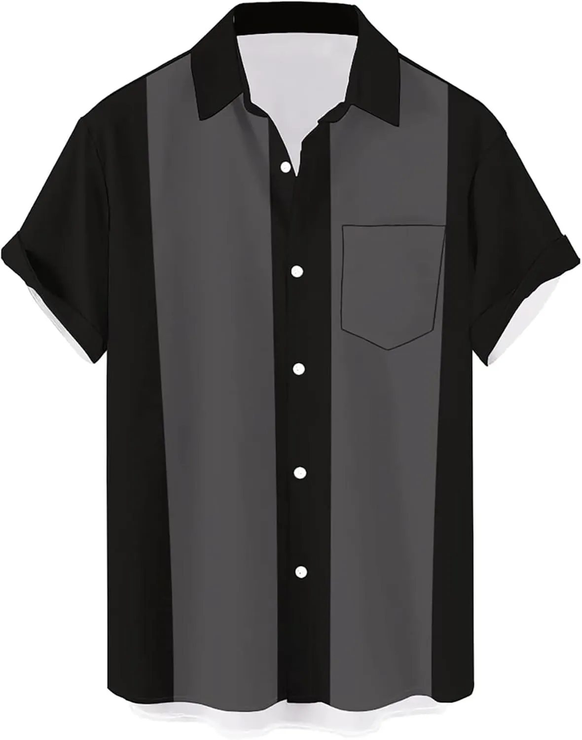 QIVICIMA Mens Bowling Shirts Hawaiian Shirt Big and Tall Retro Button Up Vintage Guayabera Camp Shirt
