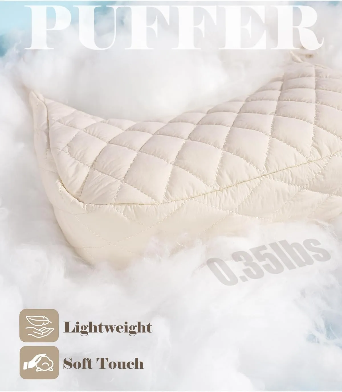 Quilted Puffer Crescent Bag Crossbody Bag for Women Carryall Handbags Lightweight Tote Bag Hobo Bag with Adjustable Strap