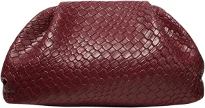 QWINEE Women's Woven Evening Bag Dumpling Clutch Purse No Strap Handbags Elegant Faux PU Leather Clutch Bag