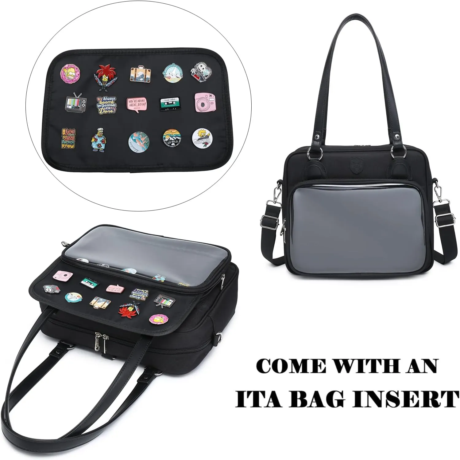 RAINBOW SMILE Canvas Ita Bag Backpack Crossbody Bag Kawaii Pin Display Bag Messenger Shoulder Bags