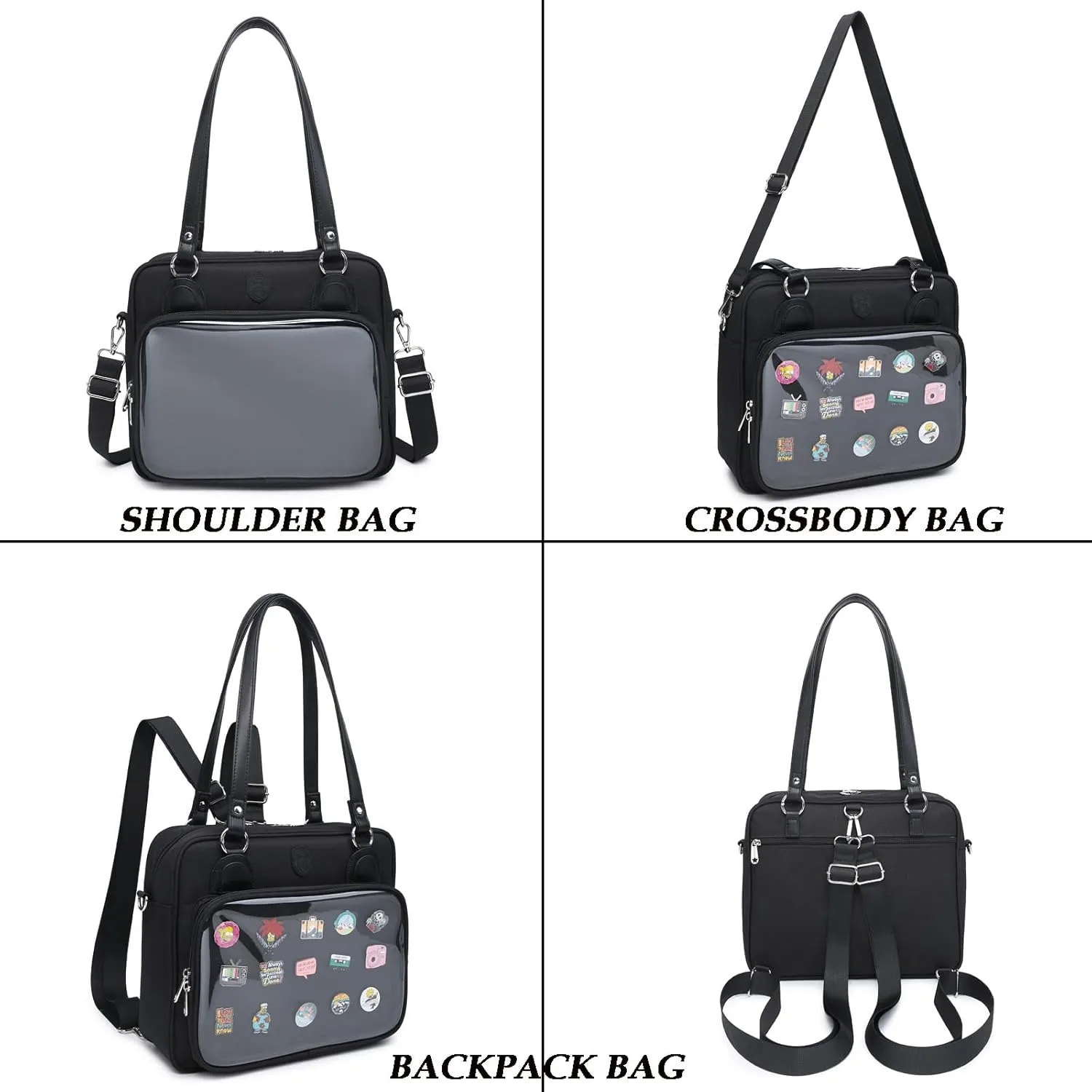 RAINBOW SMILE Canvas Ita Bag Backpack Crossbody Bag Kawaii Pin Display Bag Messenger Shoulder Bags