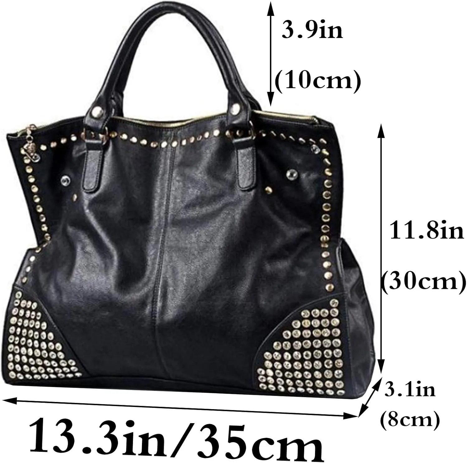 RainoSee Women Rivet Handbag Purse Tote Gothic Satchel Top-Handle Shoulder Crossbody Bag Satchels