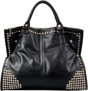RainoSee Women Rivet Handbag Purse Tote Gothic Satchel Top-Handle Shoulder Crossbody Bag Satchels