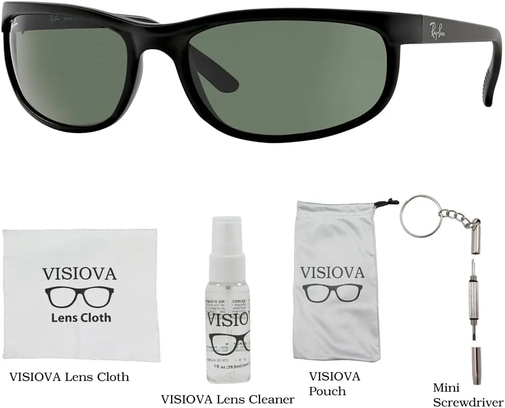 Ray-Ban RB2027 PREDATOR 2 Rectangle Sunglasses   VISIOVA Accessories Bundle Kit - High Bridge Fit - Retro Sunglasses