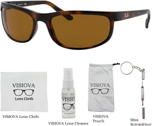 Ray-Ban RB2027 PREDATOR 2 Rectangle Sunglasses   VISIOVA Accessories Bundle Kit - High Bridge Fit - Retro Sunglasses
