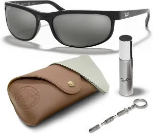 Ray-Ban RB2027 PREDATOR 2 Rectangle Sunglasses With Eyewear Kit Bundle - High Bridge Fit - Retro Sunglasses