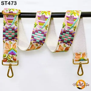 Replacement Strap Gift Girlfriend Floral Embroidery Crossbody Strap for Sling Bag Embroidered Boho Purse Strap Guitar Strap Handbag Strap
