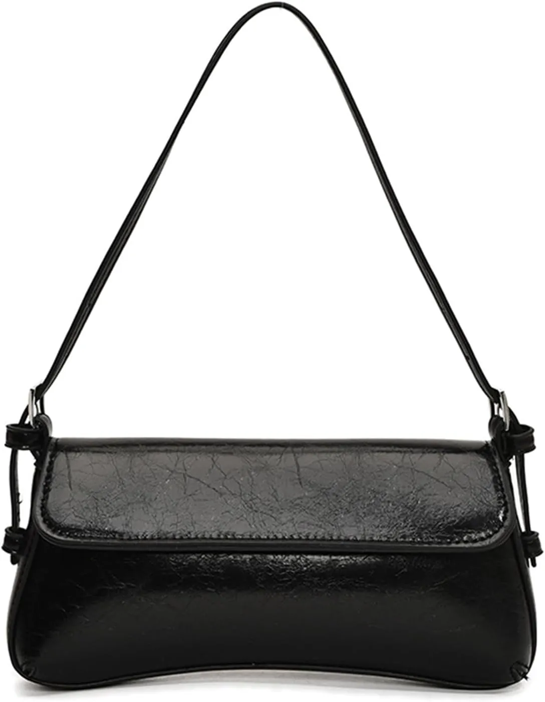 Retro Shoulder Bag for Women Small Textured PU Leather Flap Tote Handbags, Underarm Purse with Buckle Closure