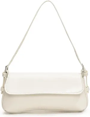 Retro Shoulder Bag for Women Small Textured PU Leather Flap Tote Handbags, Underarm Purse with Buckle Closure
