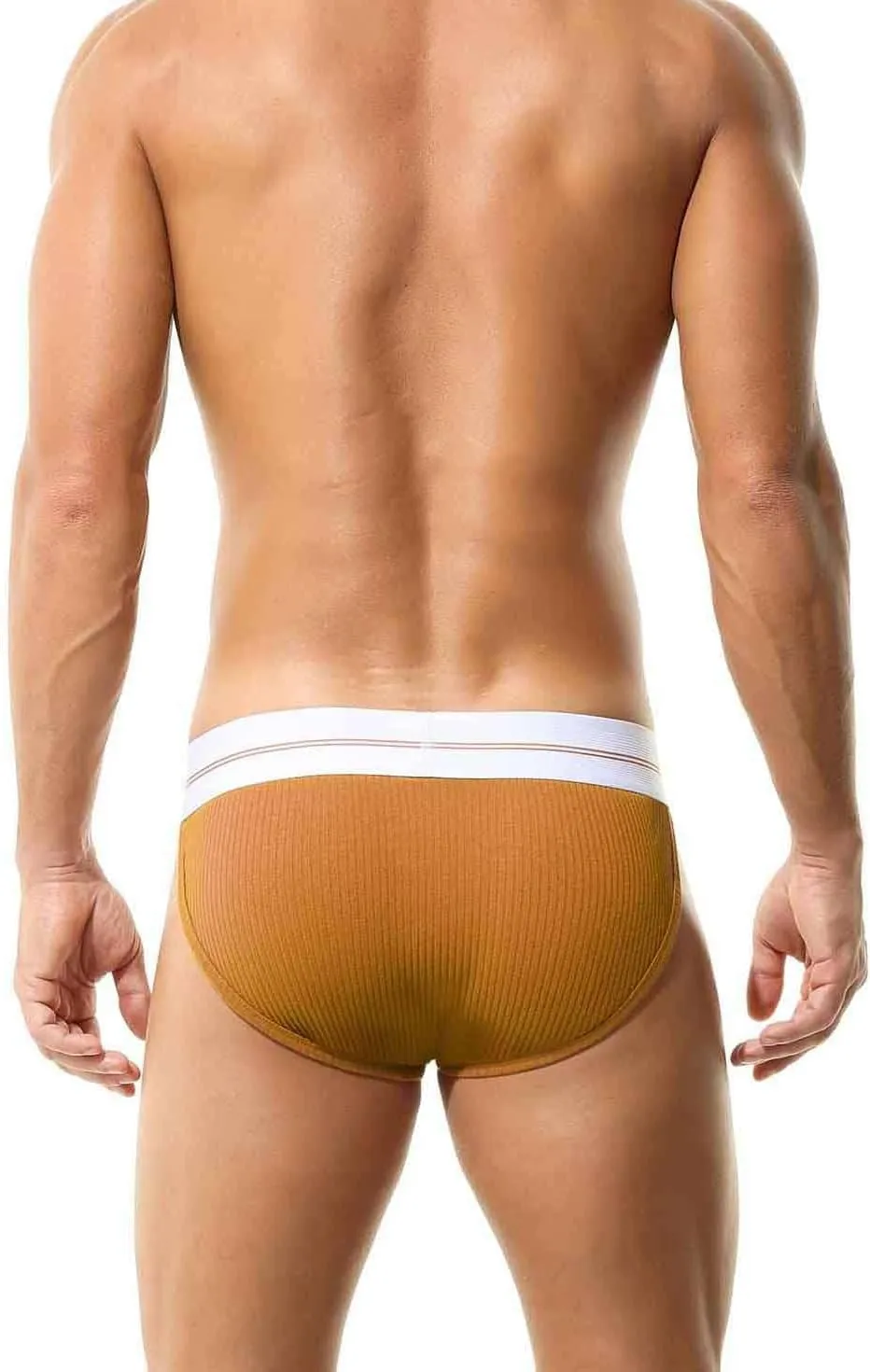 Retro Tanga Brief 100% Rib Cotton Men's Briefs 2'' Waistband Elastic Band Mens Underwear