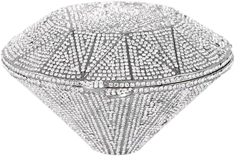 Rhinestone Evening Bag 3D Diamond Shape Crystal Clutch Purse for Wedding Formal Party