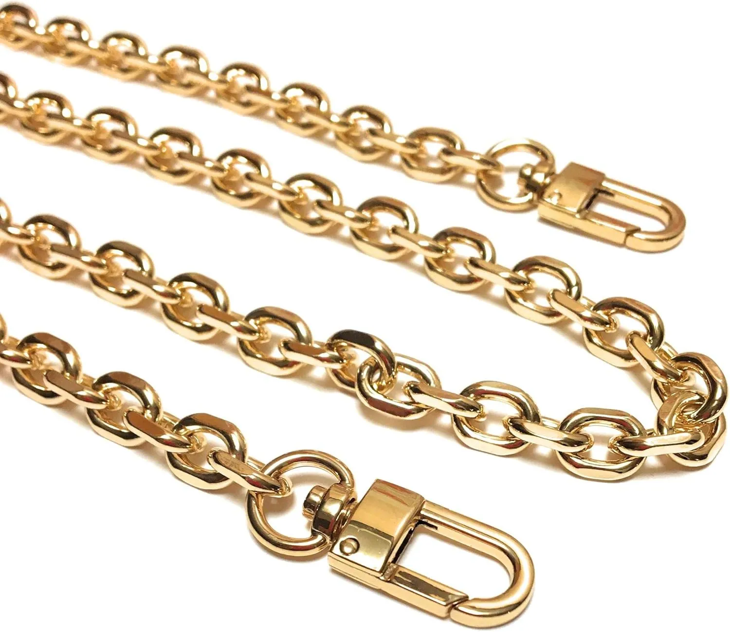 Rolo Purse Chain Diamond Cut Crossbody Shoulder Strap (9mm) Polished - Gold (16" / 40cm)