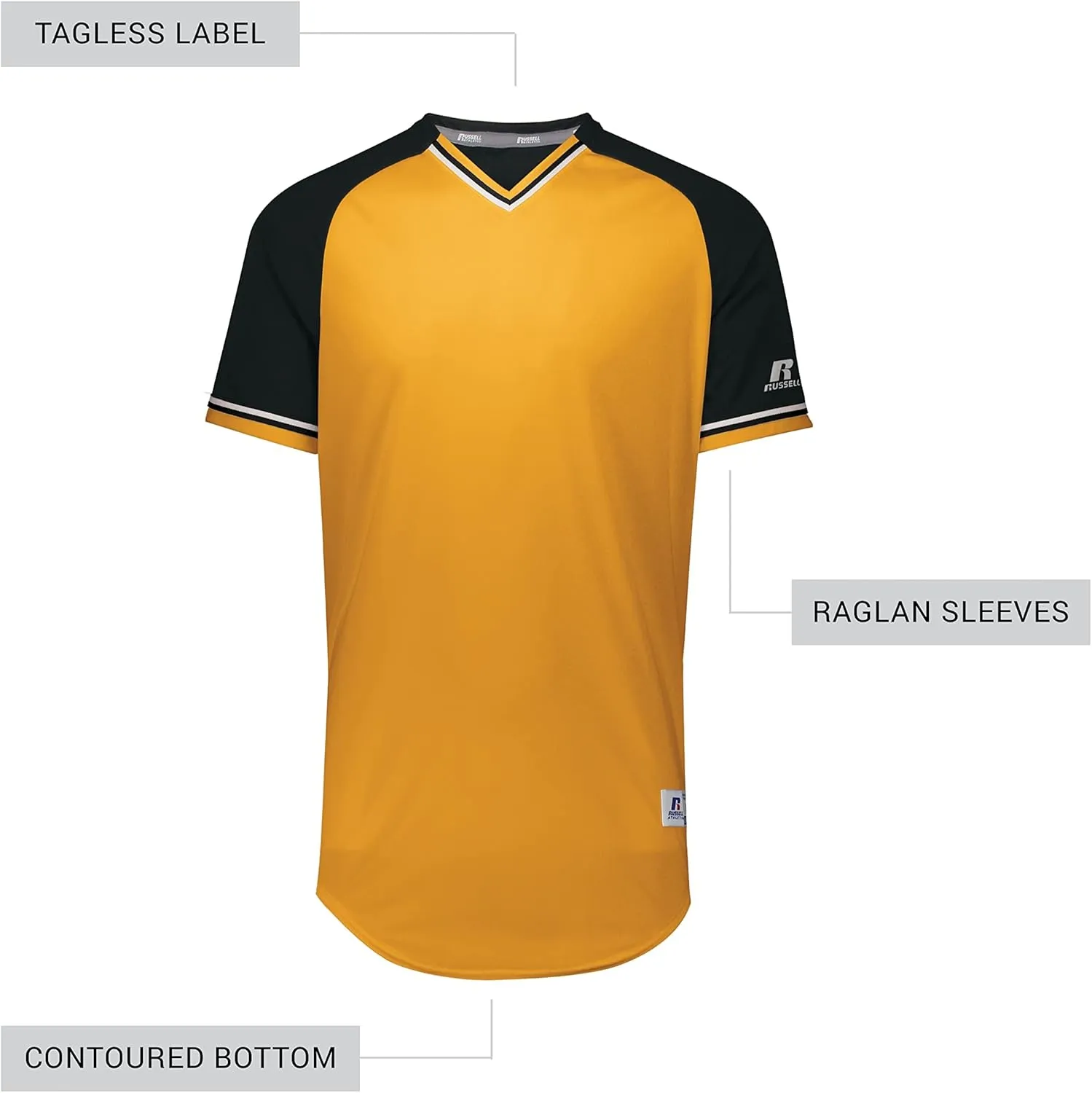 Russell Athletic Boys' Youth Classic V-Neck Jersey, Moisture-Wicking, Comfortable Fit