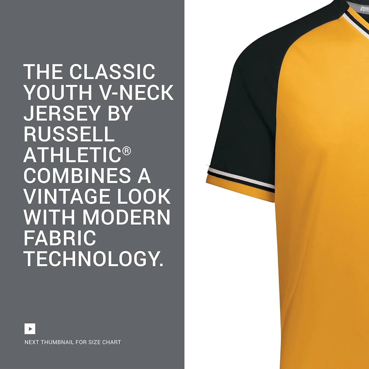 Russell Athletic Boys' Youth Classic V-Neck Jersey, Moisture-Wicking, Comfortable Fit